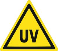 Znak Uwaga ! Promieniowanie nadfioletowe grawerowana 10x10 cm dużo wzorów