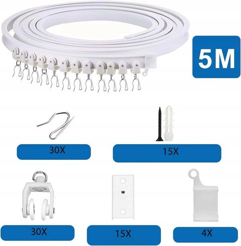 ELASTYCZNA SZYNA DO ZASŁON SUFITOWYCH ZAKRZYWIONY DRĄŻEK DO ZASŁON KARNISZ na Arena.pl