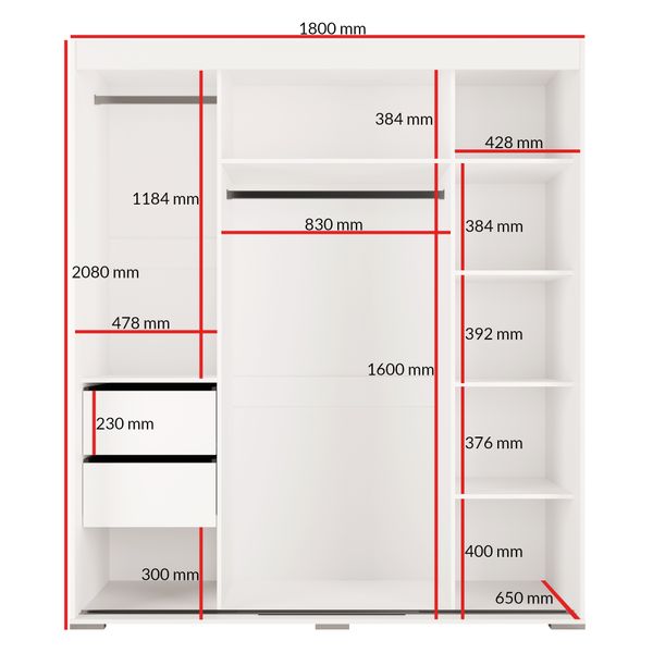 Szafa przesuwna Como 3D 180 Biała (lacobel) zdjęcie 2