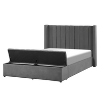 Łóżko welurowe z ławką 140 x 200 cm szare NOYERS
