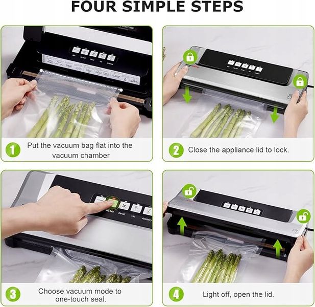 Bonsenkitchen Zgrzewarka Próżniowa do Żywności, Funkcja 5 w 1 SREBRNA zdjęcie 7