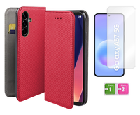 Etui z klapką do SAMSUNG GALAXY A57 5G obudowa czerwony + szkło na ekran