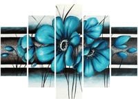 105CM 150CM OBRAZ 5 ELEM TURKUSOWE KWIATY DRUK