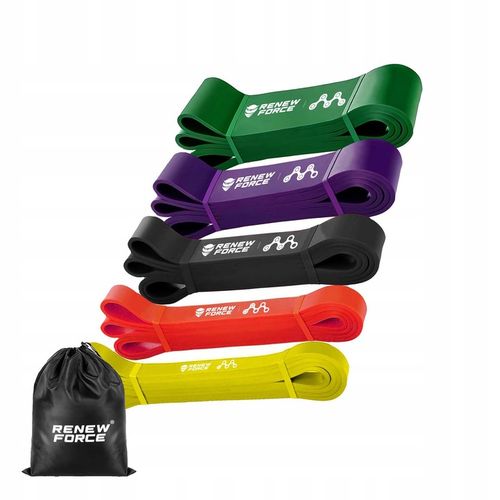 Zestaw 5 Gumy Taśmy Oporowe do Ćwiczeń Treningowe Powerband WYSOKA JAKOŚĆ na Arena.pl