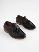 Czarny z frędzlami - Eleganckie mokasyny R.37