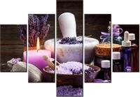 70 100CM OBRAZ 5 ELEM LAWENDOWY RELAKS DRUK PŁÓTNO