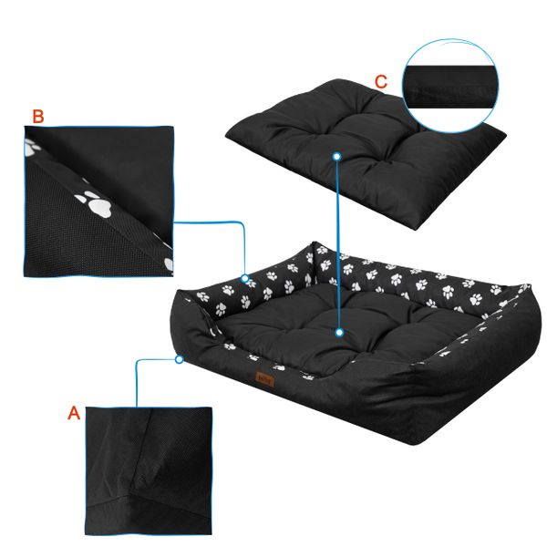 Legowisko dla psa "Puffy", kolor czarny w łapki, rozmiar M zdjęcie 8