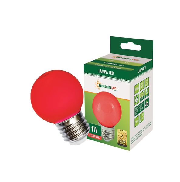 Żarówka LED PCV kulka E27 1W CZERWONA SPECTRUM zdjęcie 1