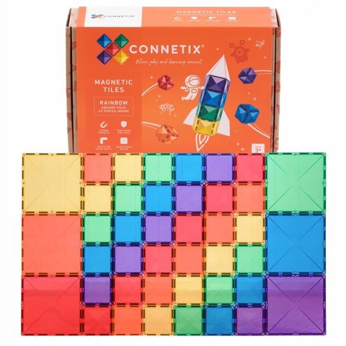 klocki magnetyczne Rainbow Square Pack 42 Connetix kwadraty na Arena.pl