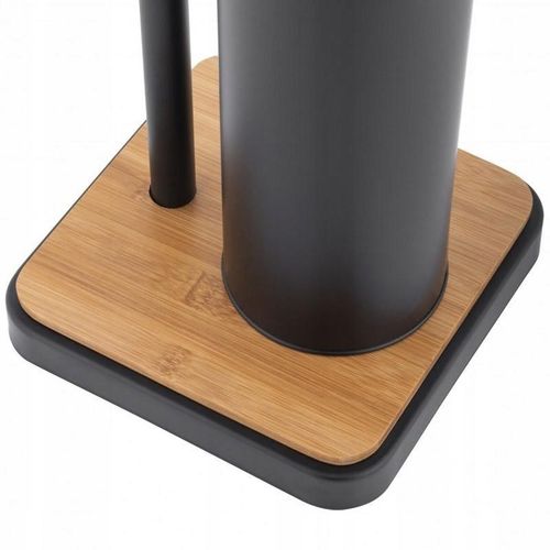 Stojak uchwyt na papier toaletowy i szczotka do WC toalety czarna bambus na Arena.pl