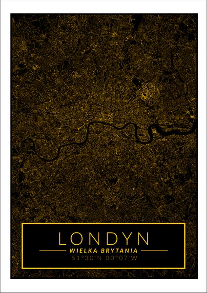 Londyn mapa złota - plakat 42x59,4 cm zdjęcie 1