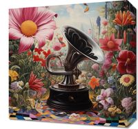 Obraz 40x40cm Gramofon w Kwiatach