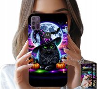 ETUI DO MOTOROLA MOTO G10 / G30 - CZARNY KOTEK HALLOWEEN SALEM DYNIA WZORY