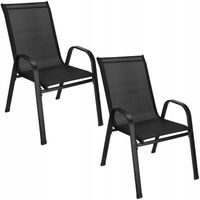2szt. KRZESŁO OGRODOWE BALKONOWE FOTEL NA TARAS OGRÓD MOCNE CZARNE ZESTAW
