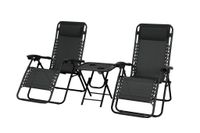 LEŻAKI OGRODOWE DELUX ZESTAW CZARNY Z CZARNĄ RAMĄ 2 LEŻAKI ZE STOLIKIEM