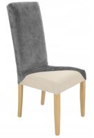 Pokrowiec Na Krzesło Wysokie Oparcie Szary Welur Elastyczny