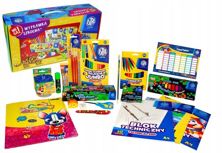 WYPRAWKA SZKOLNA XXL ASTRA 21 ELEMENTÓW klasa 1-3 + 10x ZESZYT W KRATKĘ A5 zdjęcie 9