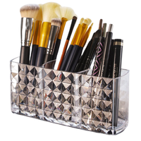 Organizer Transparentny Na Kosmetyki I Pędzle – 3 Komory 16X7X6 Cm