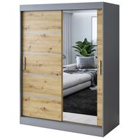 Szafa Przesuwna 150cm PEPE Antracyt / Artisan Garderoba 2 wnętrza