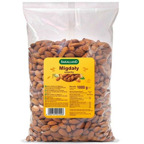 MIGDAŁY ORZECHY CAŁE ŁUSKANE MIGDAŁ duże opakowanie 1000g 1KG BAKALLAND na Arena.pl