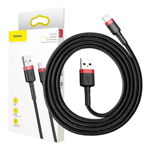 Kabel Lightning USB Baseus Cafule 2,4A 1m (czarno-czerwony) na Arena.pl