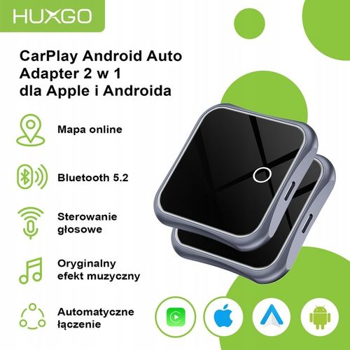 HUXGO bezprzewodowy adapter 2w1 do Apple CarPlay i Android Auto BY963A na Arena.pl