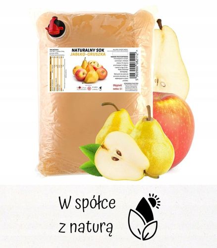 Sok JABŁKO GRUSZKA TŁOCZONY NATURALNY 100%NFC 5L na Arena.pl