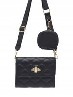 Victoria J. - torebka listonoszka portfelik pikowana pszczoła czarny VJ-956