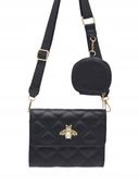 Victoria J. - torebka listonoszka portfelik pikowana pszczoła czarny VJ-956