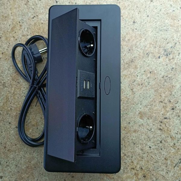 GNIAZDO CHOWANE W BLAT NABLATOWE + 2 USB CZARNE zdjęcie 7