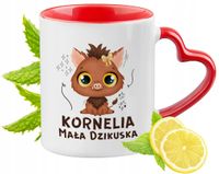 Kubek Czerwony Z Uszkiem W Kształcie Serca Dla Kornelii Na Prezent