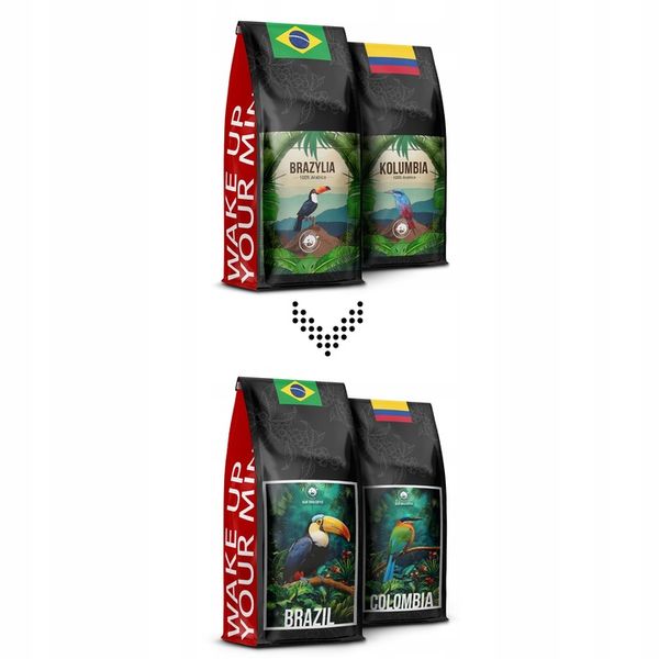 KAWA ZIARNISTA 2x1kg ŚWIEŻO PALONA BRAZIL+KOLUMBIA - 100% ARABICA-BLUE ORCA zdjęcie 9