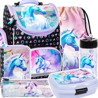 TORNISTER SZKOLNY ZESTAW JEDNOROŻEC DLA DZIEWCZYNKI DO 1 KLASY UNICORN 6cz.