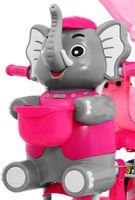 3-Kołowy Rowerek Dla Dzieci Słonik Różowy + Dźwięki + Daszek + Barierka