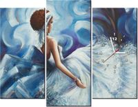 90CM 70 ZEGAR 3 ELEM KOBIETA TAŃCU SCIENNY DRUK