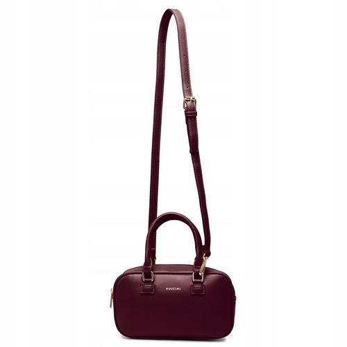 PUCCINI Torebka Damska Mała Kuferek Skóra Ekologiczna Bordowa BK2251019M-3B na Arena.pl