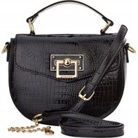 Monnari Klasyczna Torebka Damska Listonoszka Na Ramię Czarna Logo Kuferek