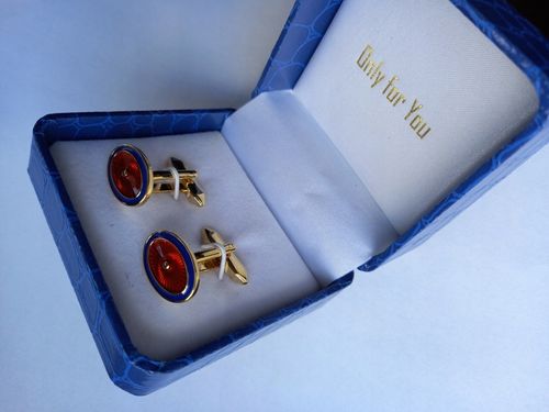 Ślubne weselne złote spinki do mankietów dla Pana Młodego ekskluzywne Etui na Arena.pl