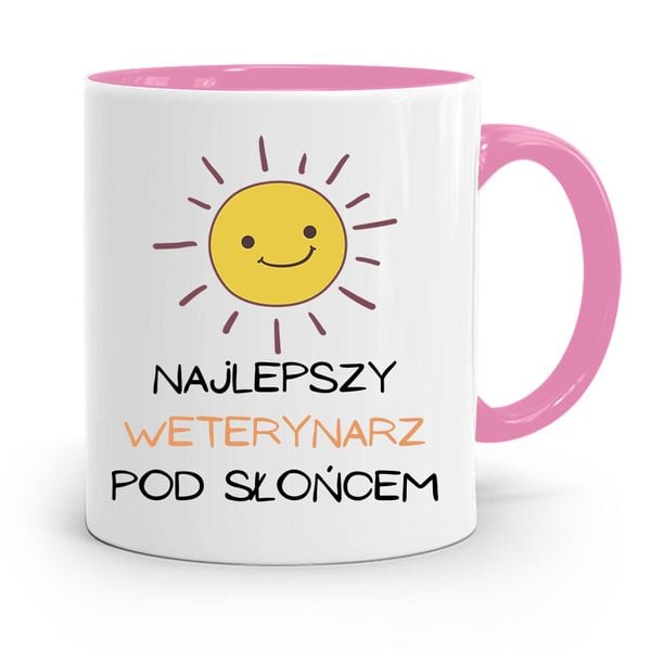 Kubek Różowy Weterynarza Najlepszy Pod Słońcem Z Nadrukiem Ze Zdjęciem zdjęcie 1