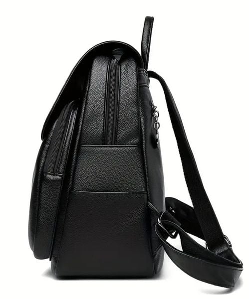 Plecak damski czarny skórzany elegancki ekoskóra miejski łabędzie zdjęcie 3