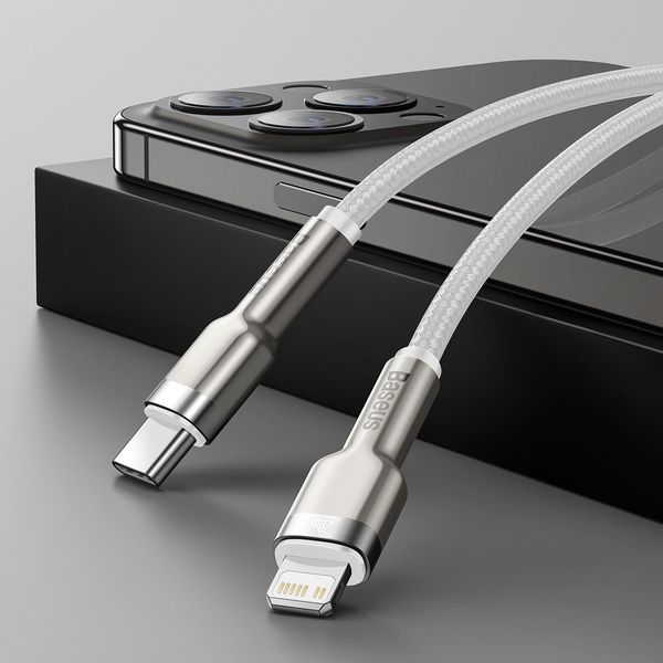 Kabel USB-C do Lightning Baseus Cafule, PD, 20W, 2m (biały) zdjęcie 11