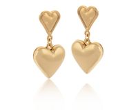 kolczyki pękate serduszka, wiszące na mniejszych serduszkach (p24/wio/32au)