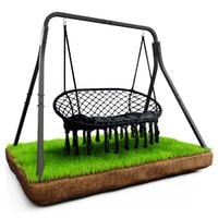 Huśtawka ogrodowa dwuosobowa makramowe siedzisko z poduszką KSOZ028