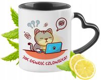 Kot Kotek Kotki Kubek Czarny Z Uszkiem W Kształcie Serca Na Prezent