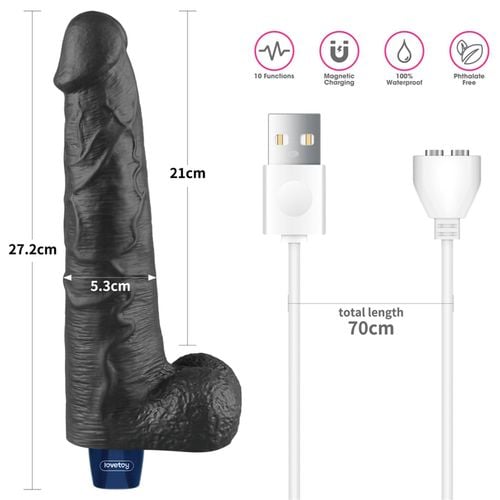 10.5" real softee rechargeable tpe vibrating dildo(black) na Arena.pl