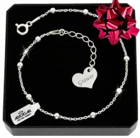 SREBRNA BRANSOLETKA KULKI 925 + SERCE GRAWER na PREZENT DLA NIEJ