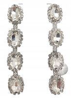 Eleganckie długie kolczyki 4 owale cyrkonie białe