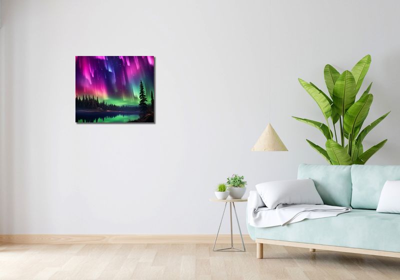 Obraz 60x50cm Zorza Nad Lasem zdjęcie 2