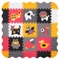 DUŻA MATA PIANKOWA 120X120 KOJEC GRUBE PUZZLE PIANKOWE 30x30 3W1 ZWIERZĘTA