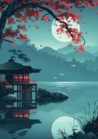 Plakat 67,5x95cm Japoński Pawilon